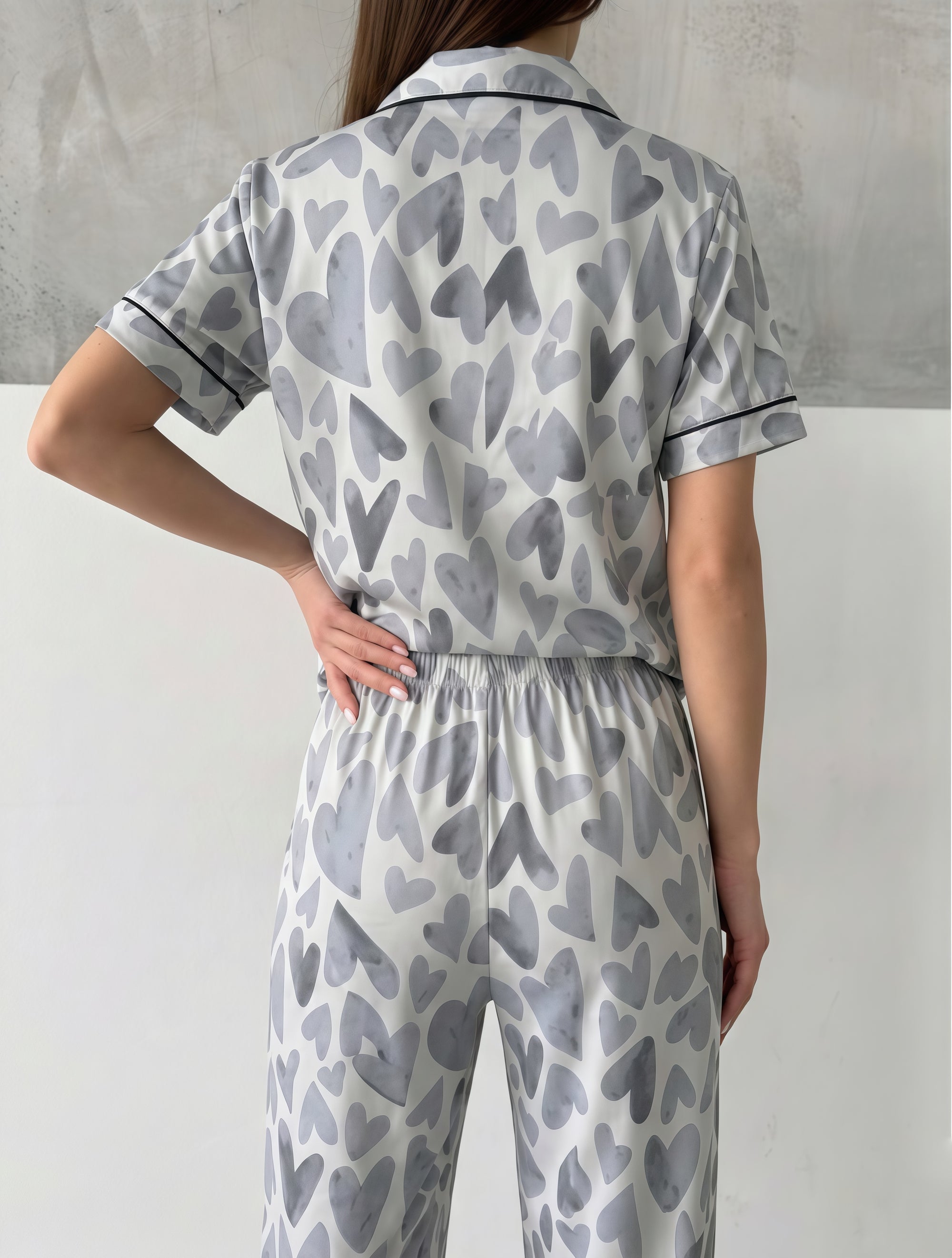 Grey Heart Pajama Set