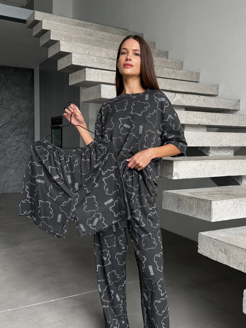 Pajama Set Black Bears