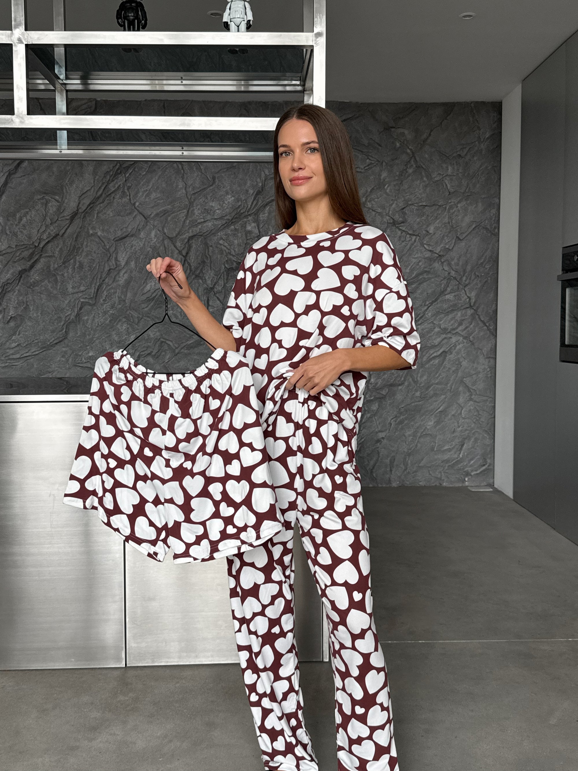 Pajama Set Red Hearts