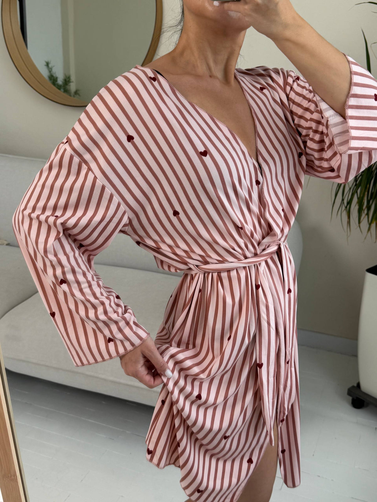 Heart & Stripe Kimono Robe