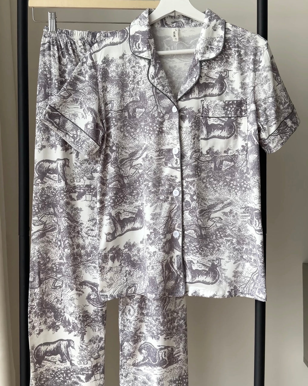 Grey Toile Pajama Set