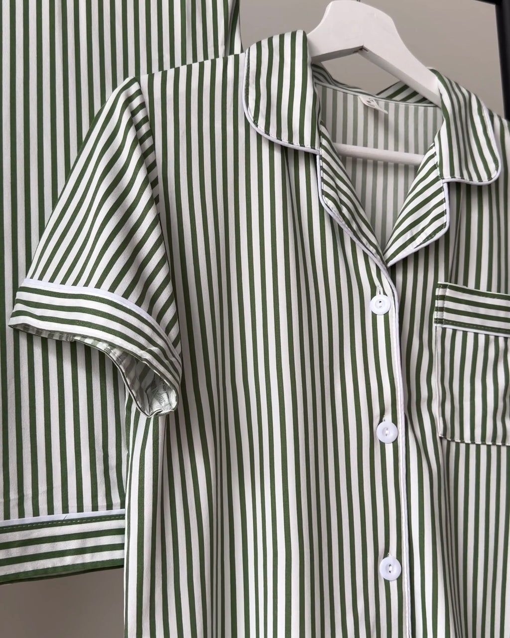 Green Stripe Pajama Set